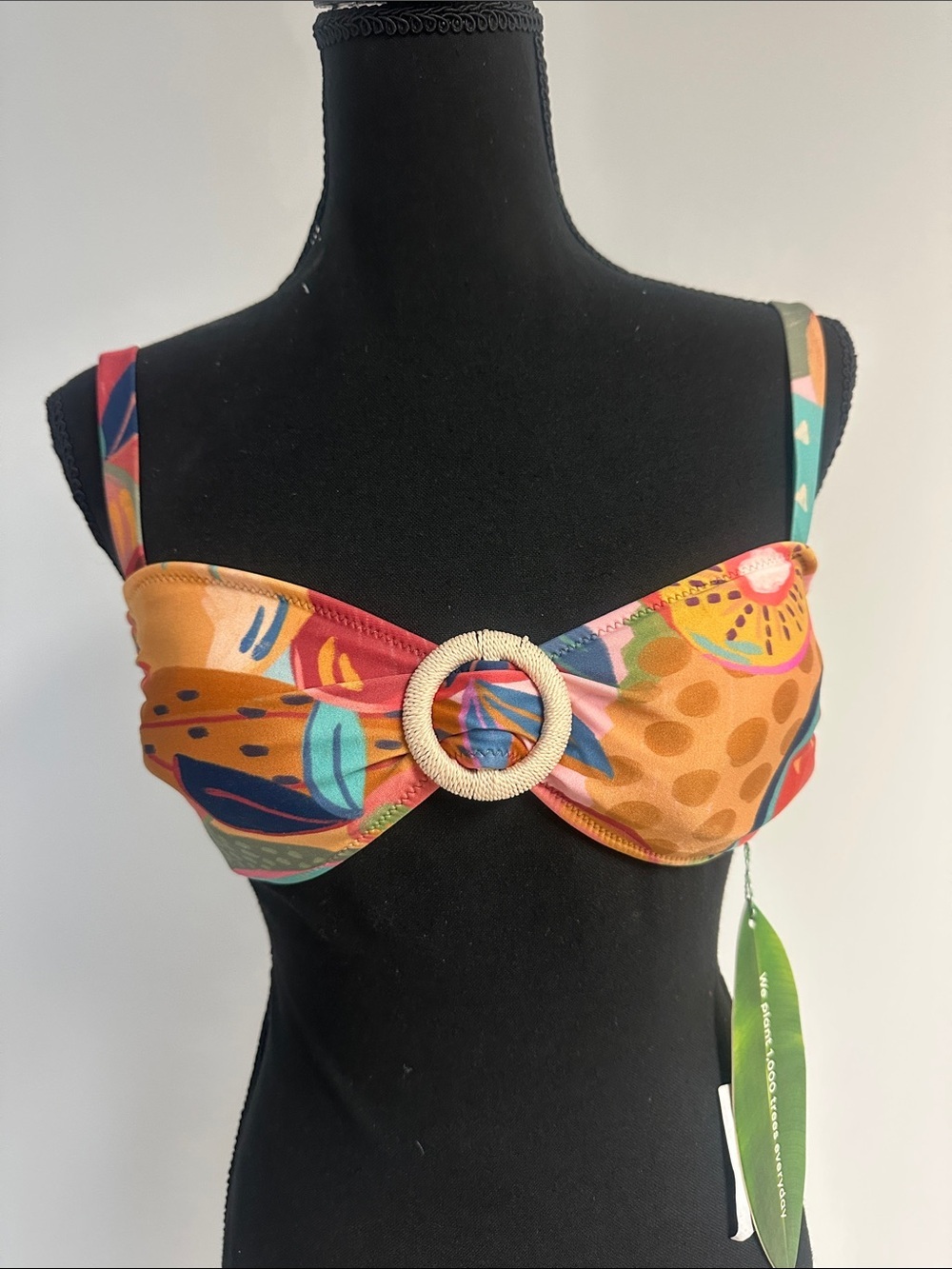 Anthropologie x Farm Rio Tropical Floral Summer Salad Bikini Top Size M NWT